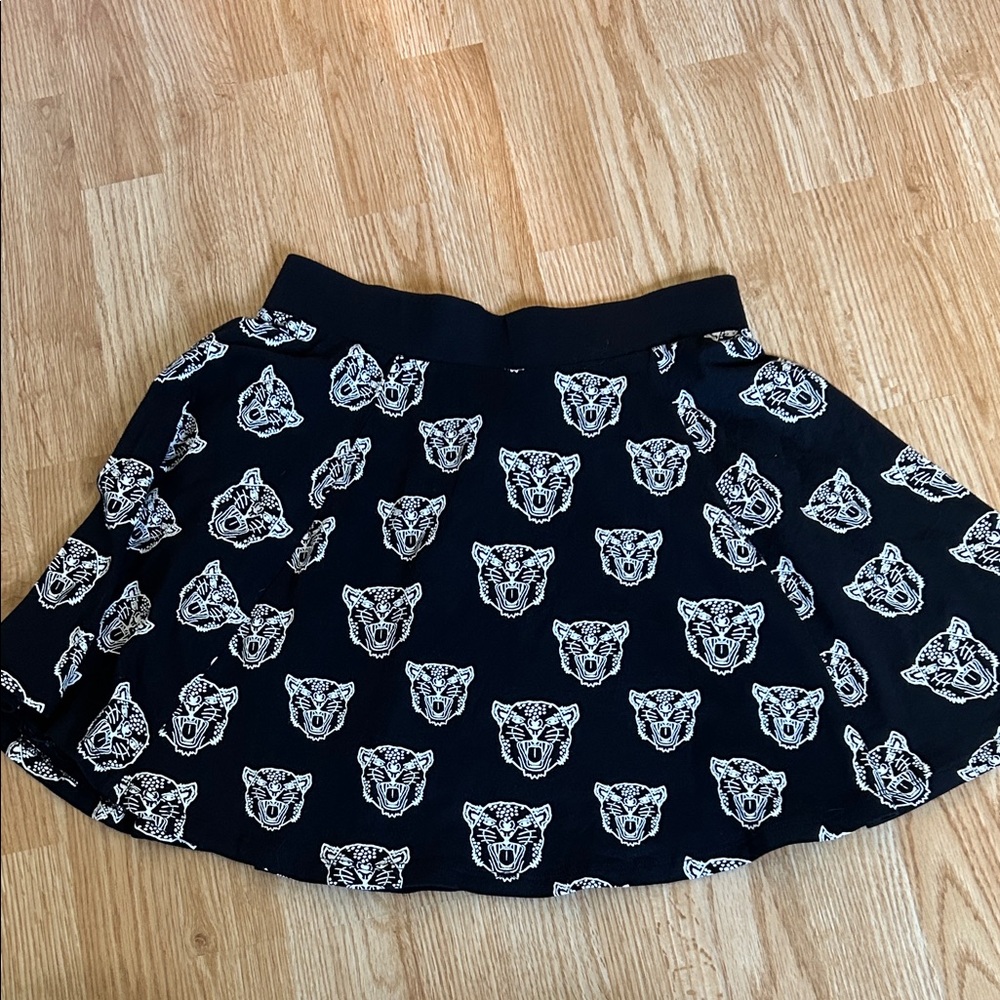 Divided Black and White Skater Skirt